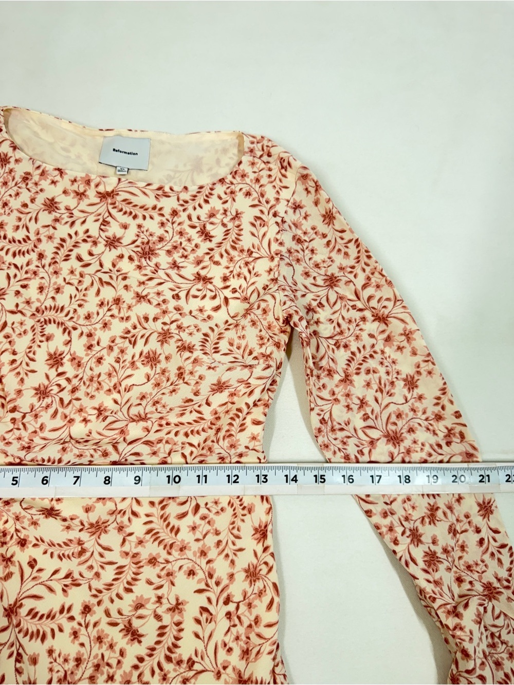 Reformation Womens Floral Mini Dress Cream Mauve XS Fall Lightweight Casual Chic - Picture 8 of 11